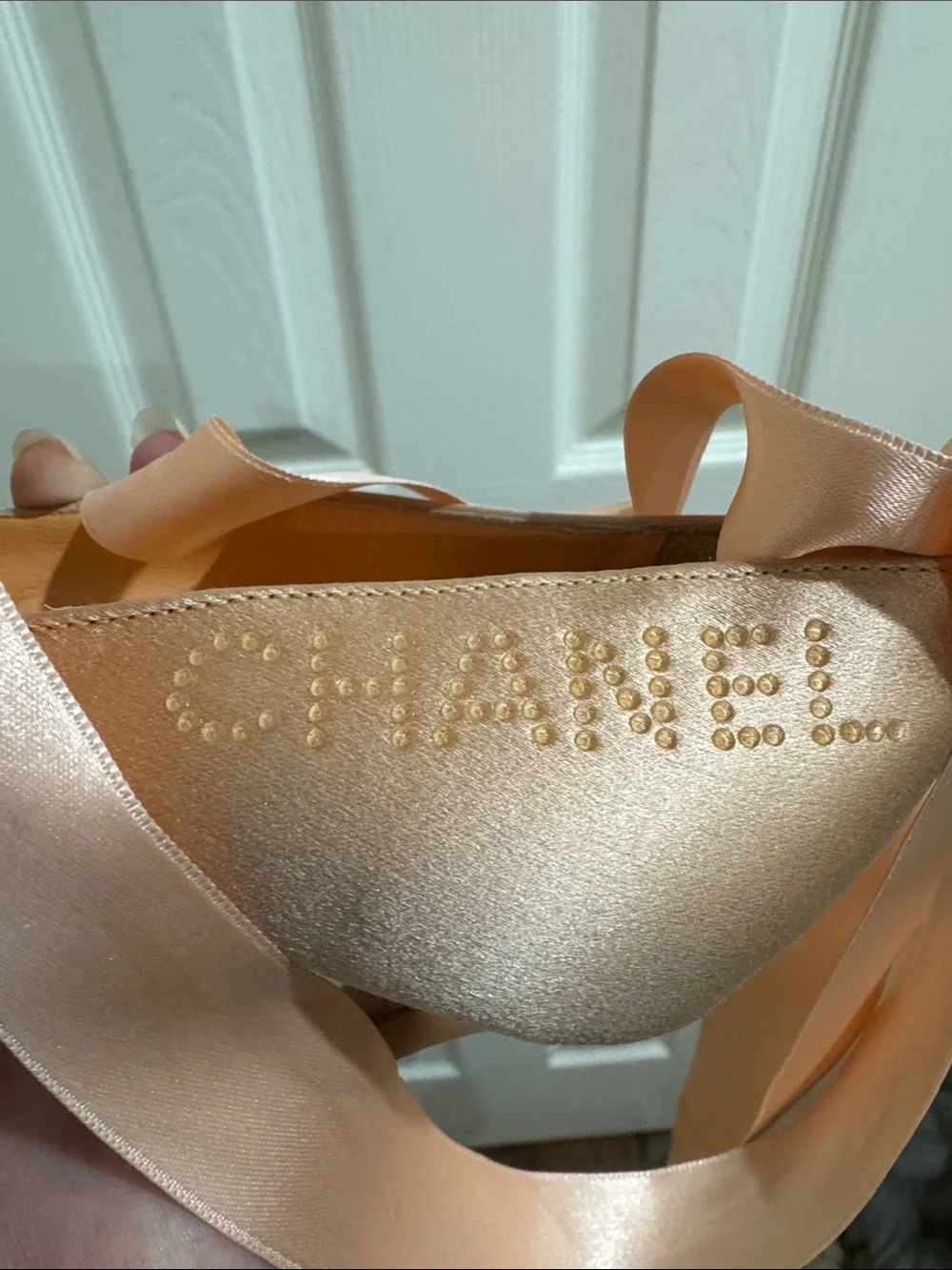 CHANEL/Blush/Pink Satin Ribbon/4” Ballet Heels/US Size 6.5/Worn Once! VINTAGE!!